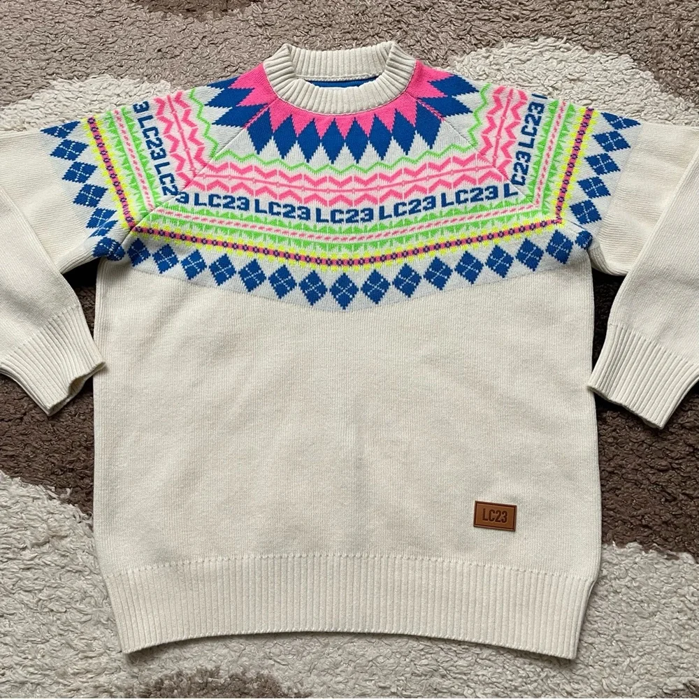 LC23 Norwegian Wool Sweater Sz L In Nudes & Neutrals - Picture 5 of 9